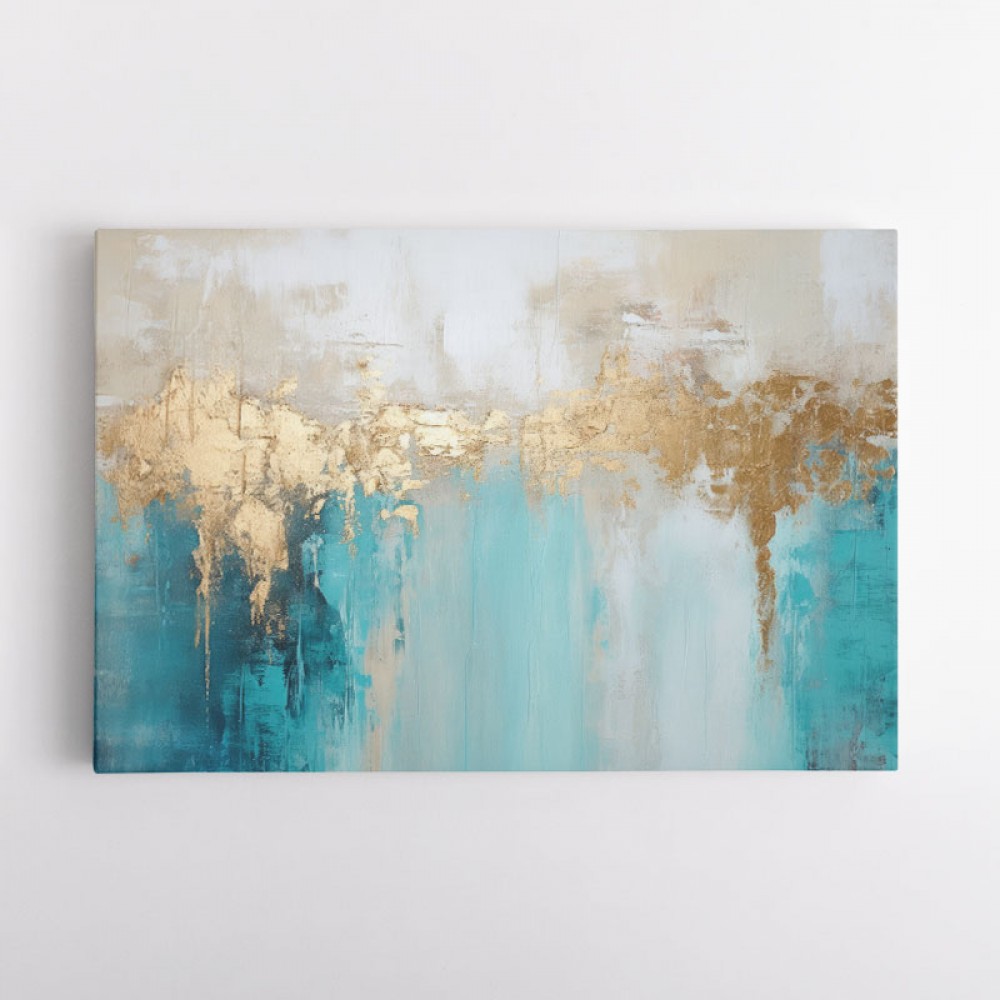 Gold Stroke on Blue Abstract 4 Wall Art