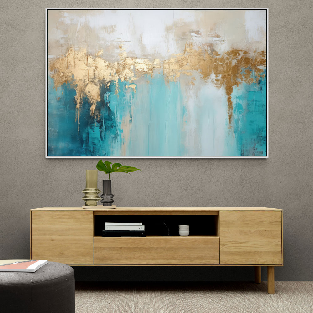 Gold Stroke on Blue Abstract 4 Wall Art