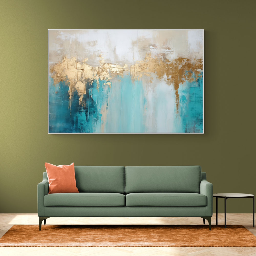 Gold Stroke on Blue Abstract 4 Wall Art Gold Stroke on Blue Abstract 4 Wall Art