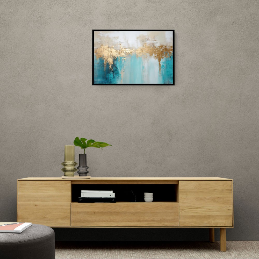 Gold Stroke on Blue Abstract 4 Wall Art Gold Stroke on Blue Abstract 4 Wall Art