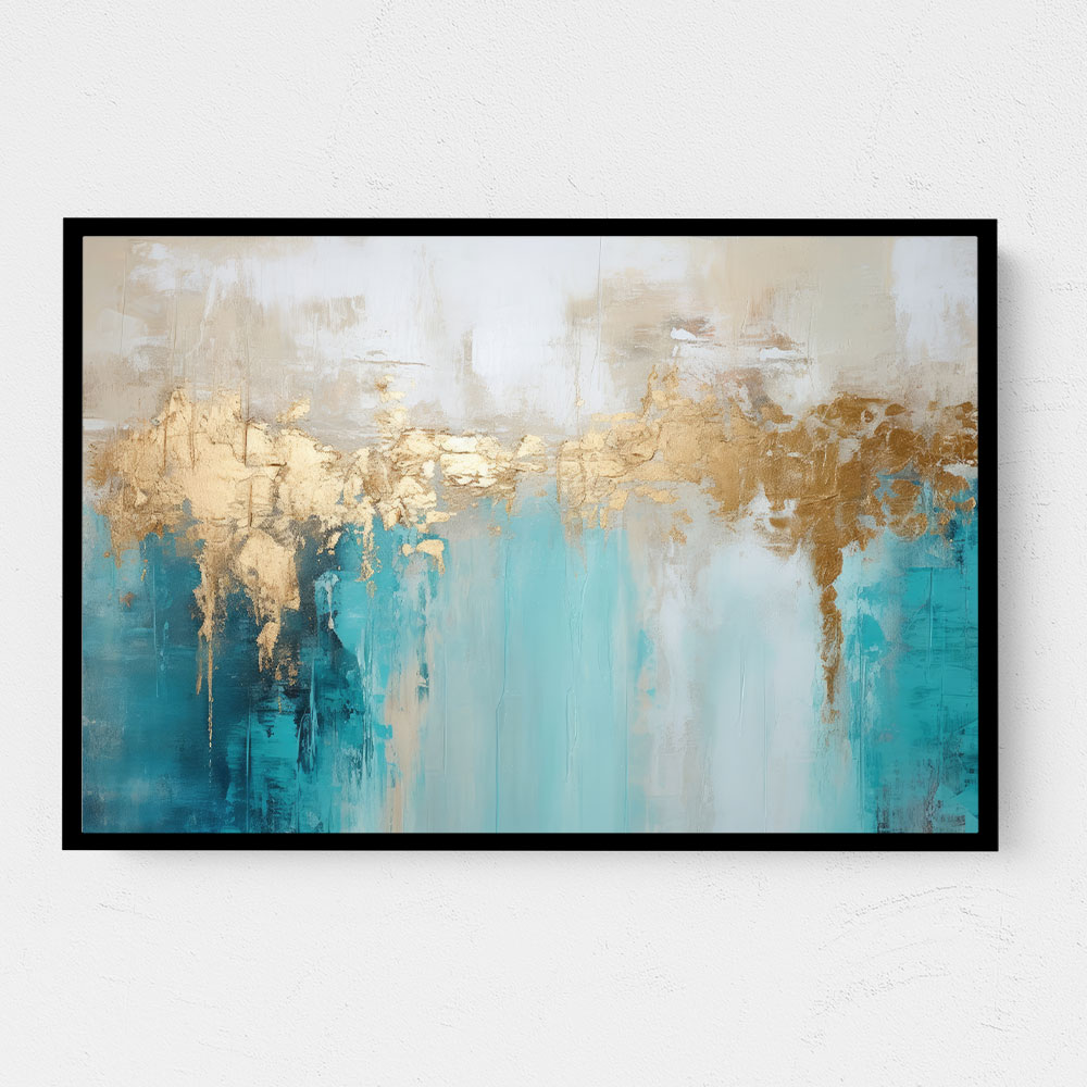 Gold Stroke on Blue Abstract 4 Wall Art