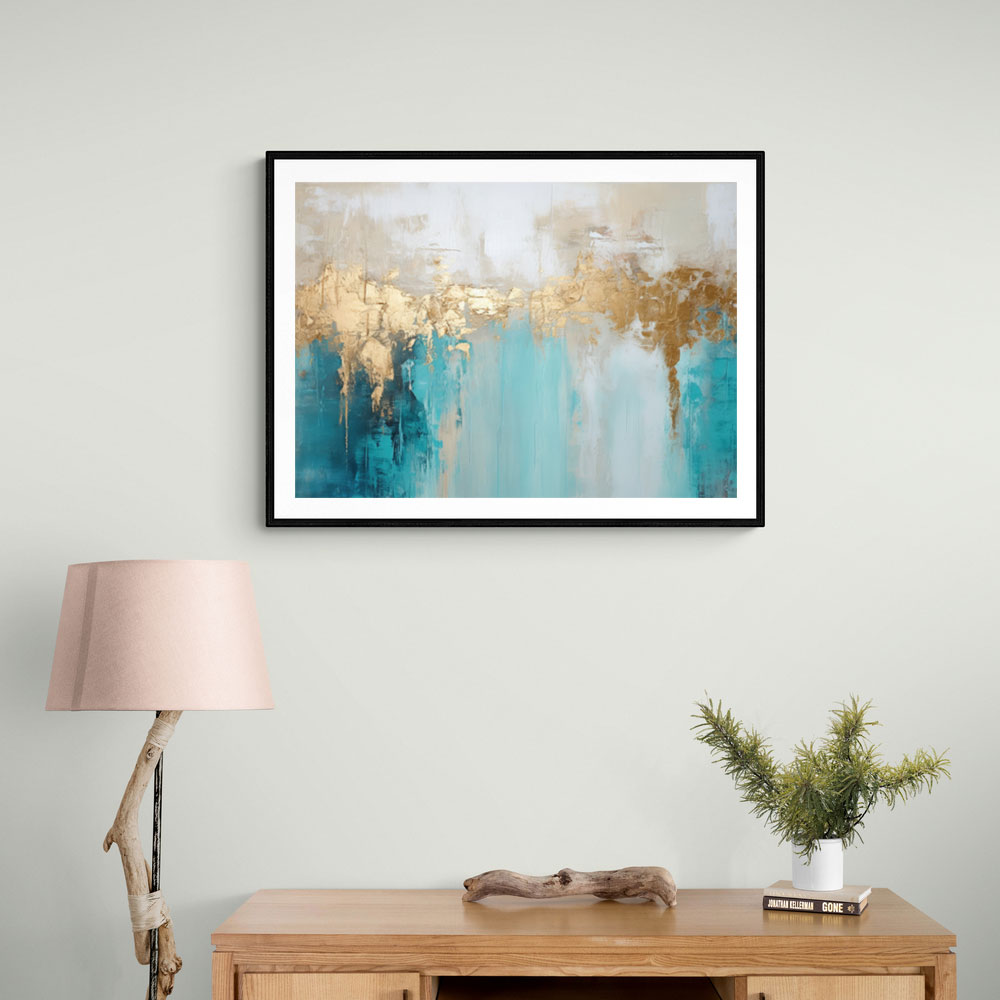 Gold Stroke on Blue Abstract 4 Wall Art Gold Stroke on Blue Abstract 4 Wall Art