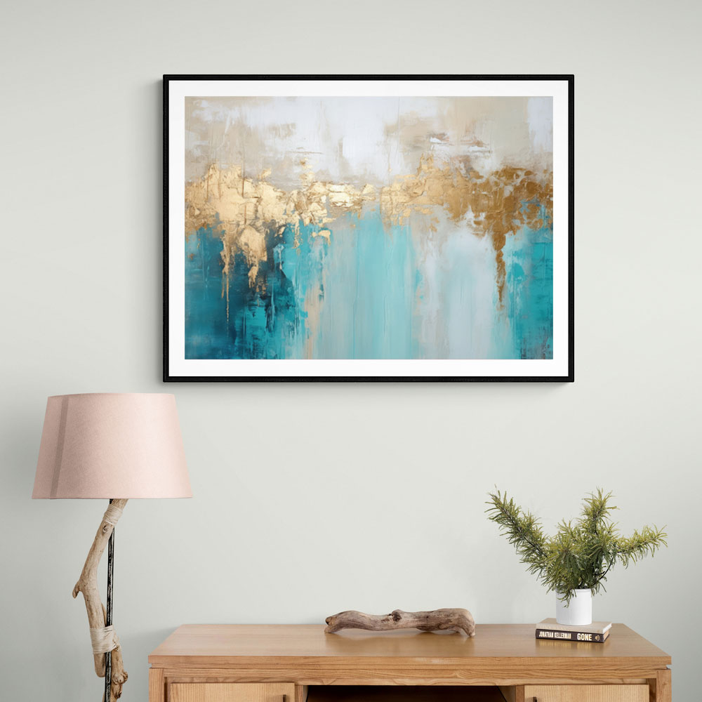 Gold Stroke on Blue Abstract 4 Wall Art Gold Stroke on Blue Abstract 4 Wall Art