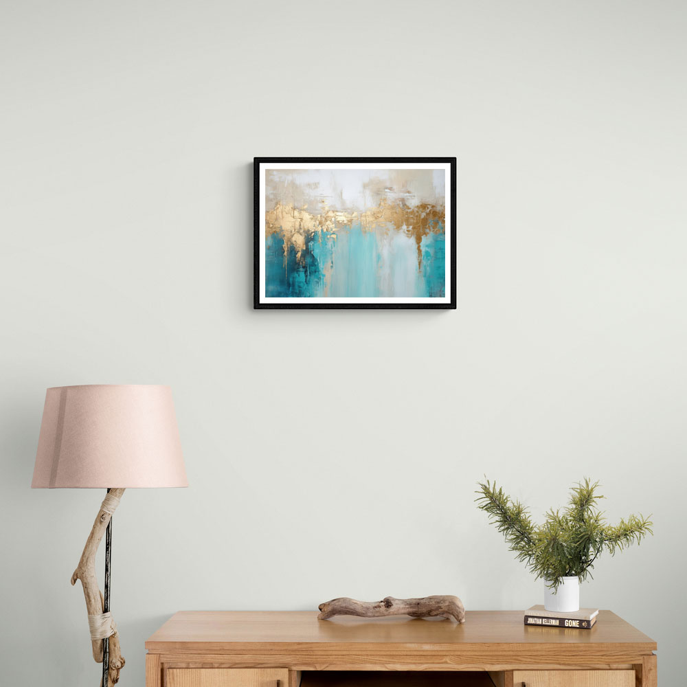 Gold Stroke on Blue Abstract 4 Wall Art Gold Stroke on Blue Abstract 4 Wall Art