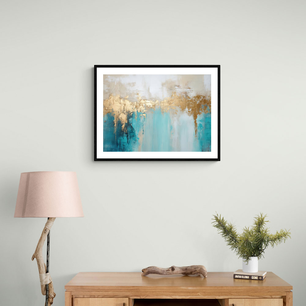 Gold Stroke on Blue Abstract 4 Wall Art Gold Stroke on Blue Abstract 4 Wall Art