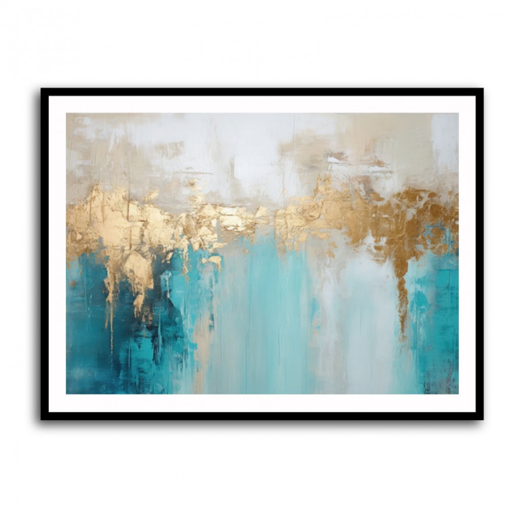 Gold Stroke on Blue Abstract 4 Wall Art