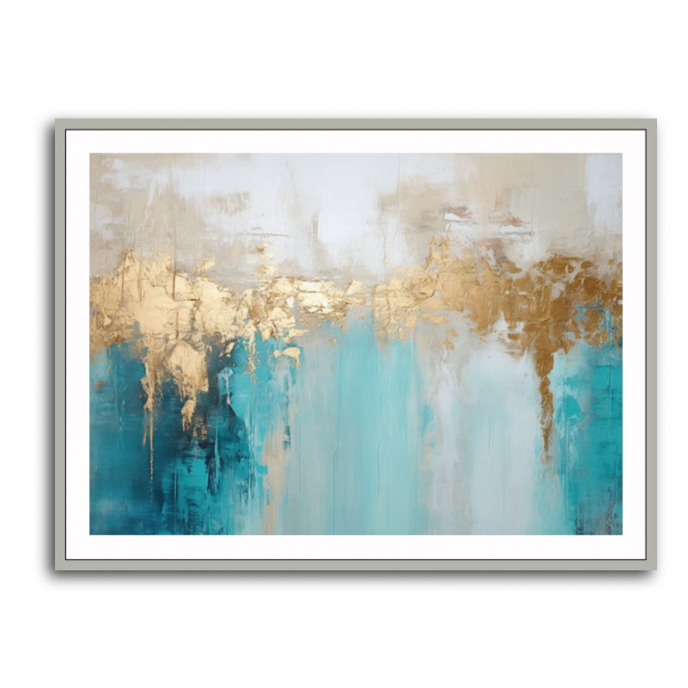 Gold Stroke on Blue Abstract 4 Wall Art Gold Stroke on Blue Abstract 4 Wall Art