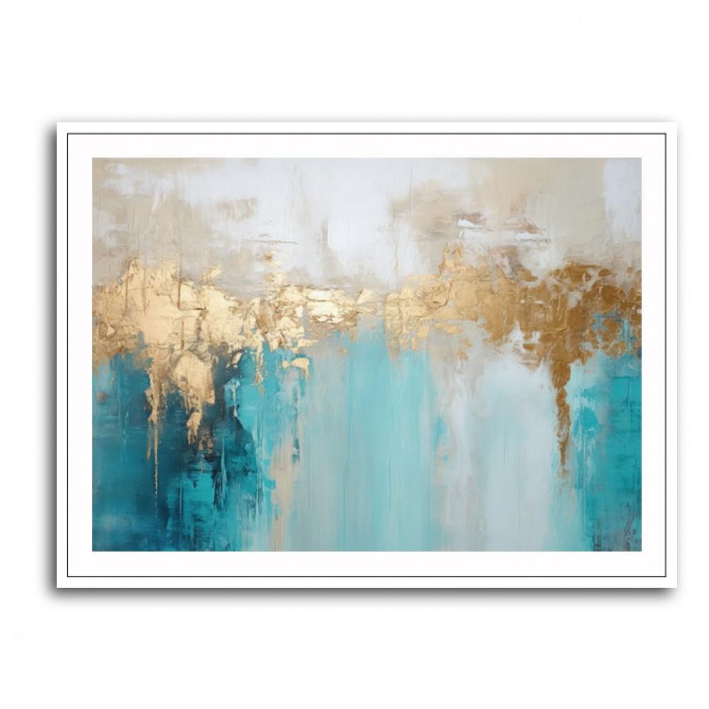 Gold Stroke on Blue Abstract 4 Wall Art