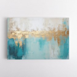 Gold Stroke on Turquoise Abstract 20 Wall Art
