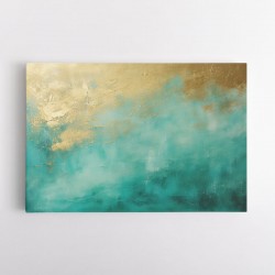 Gold Stroke on Turquoise Abstract 21 Wall Art