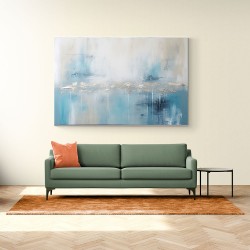 Silver Stroke on Blue Abstract Wall Art