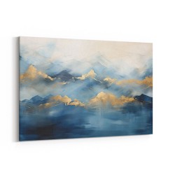 Gold Peaks On Blue Abstract Wall Art