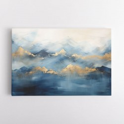 Gold Peaks On Blue Abstract Wall Art