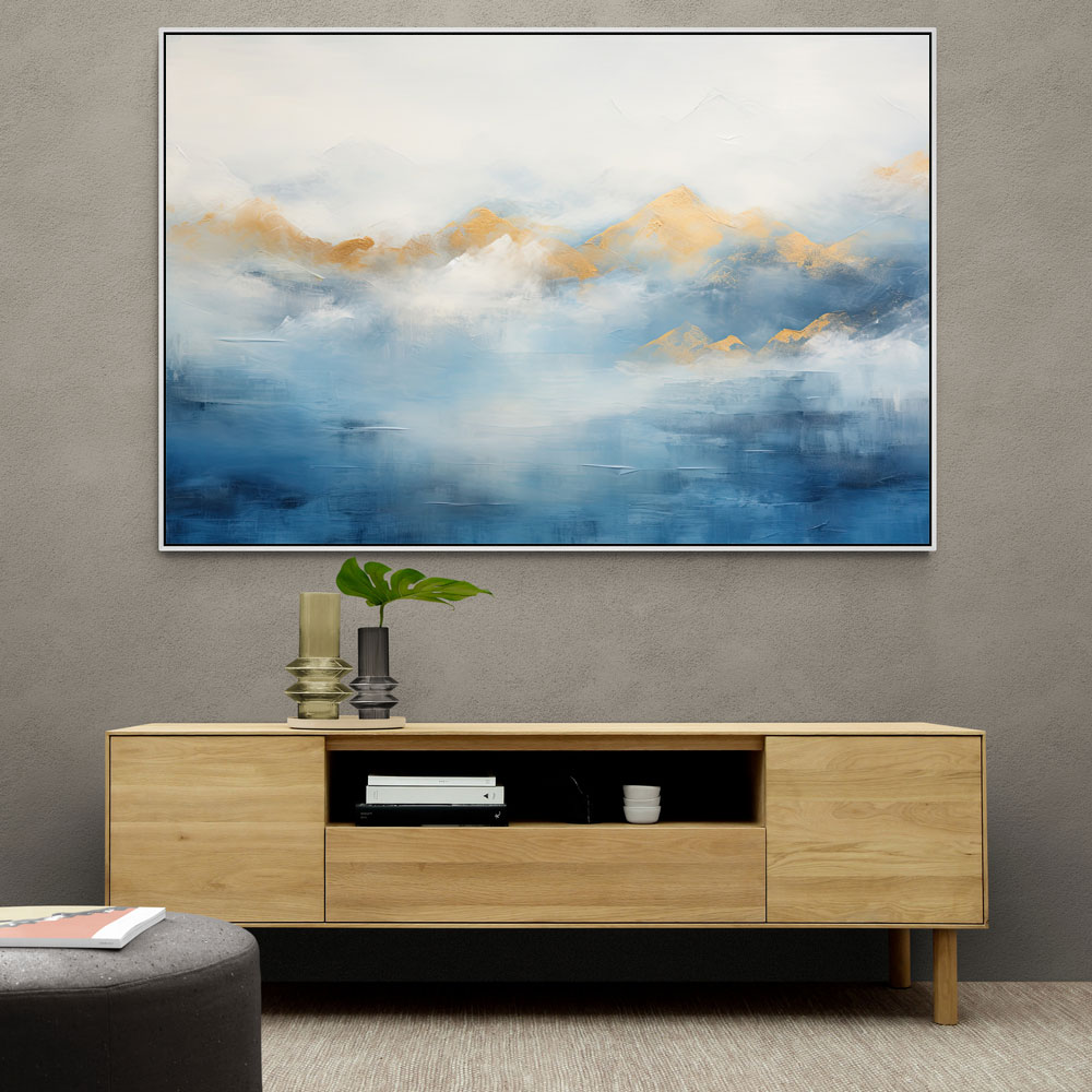 Gold Peaks On Blue 2 Abstract Wall Art
