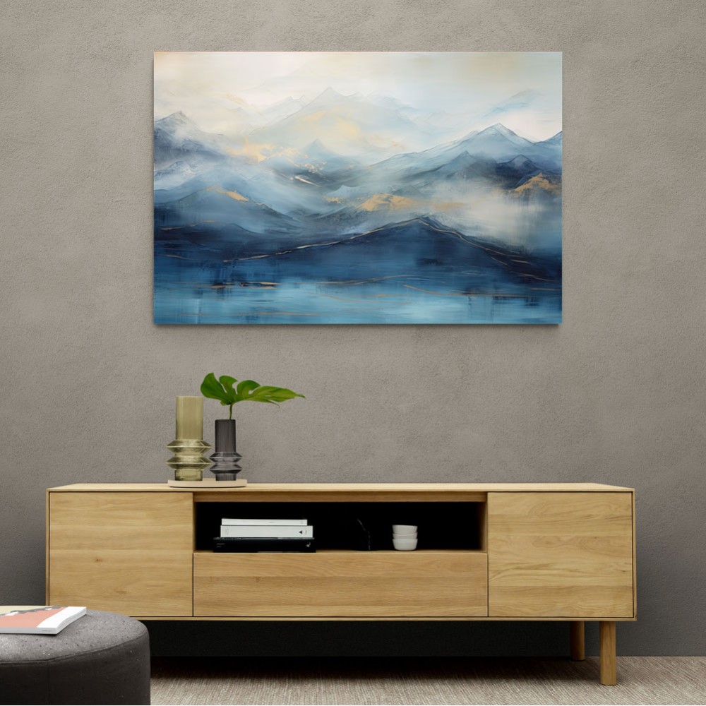 Gold Peaks On Blue 3 Abstract Wall Art