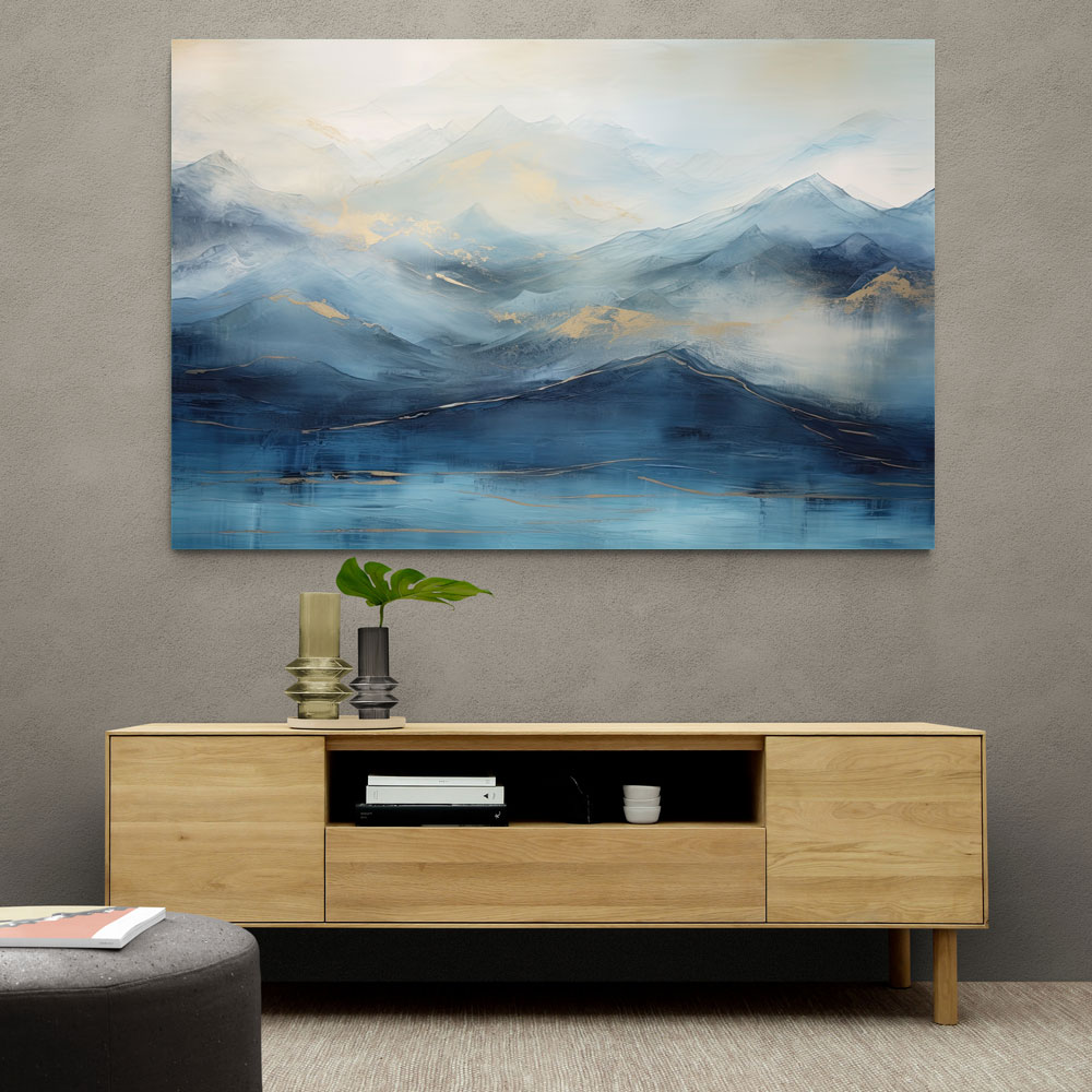 Gold Peaks On Blue 3 Abstract Wall Art