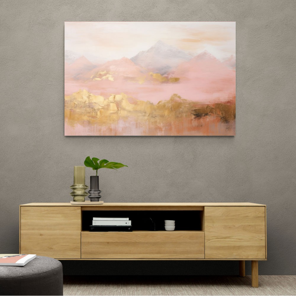 Gold Peaks On Pink Abstract 1 Wall Art