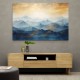 Mountains in Blue & Gold Abstract Wall Art