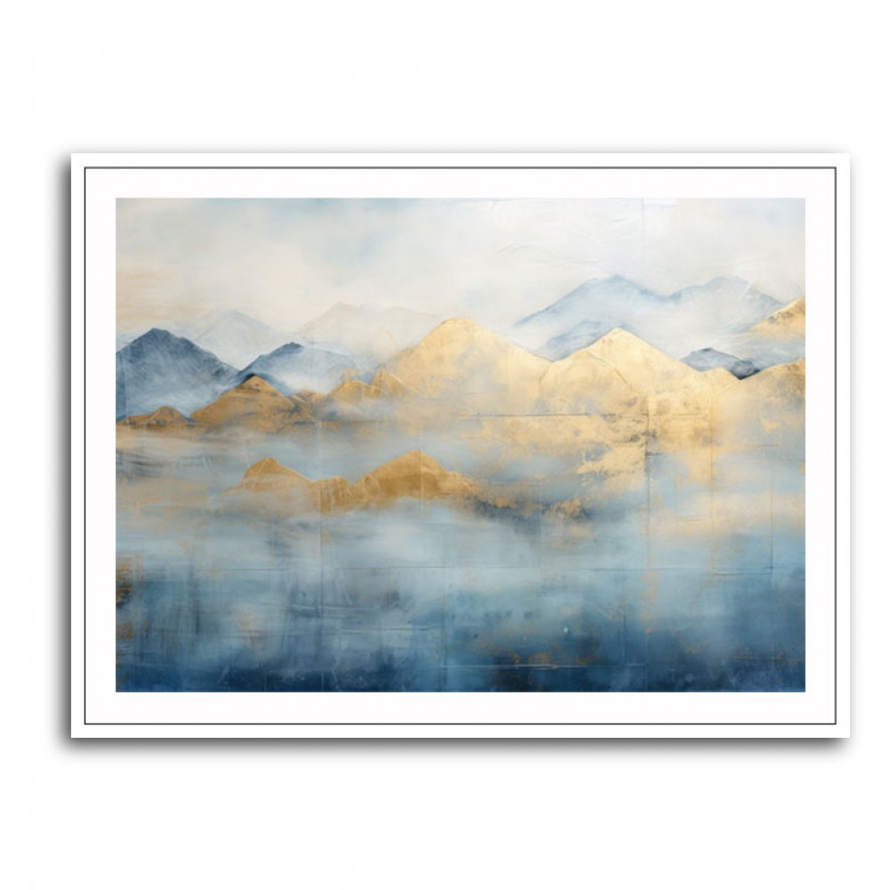Gold Peaks On Blue 4 Abstract Wall Art