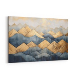 Gold & Blue Peaks Abstract Wall Art
