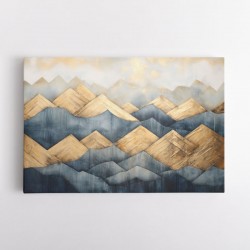 Gold & Blue Peaks Abstract Wall Art