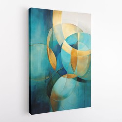 Teal & Gold Circles Abstract Wall Art