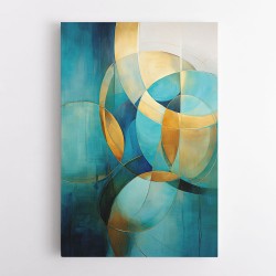 Teal & Gold Circles Abstract Wall Art