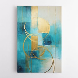 Teal & Gold Circles 1 Abstract Wall Art