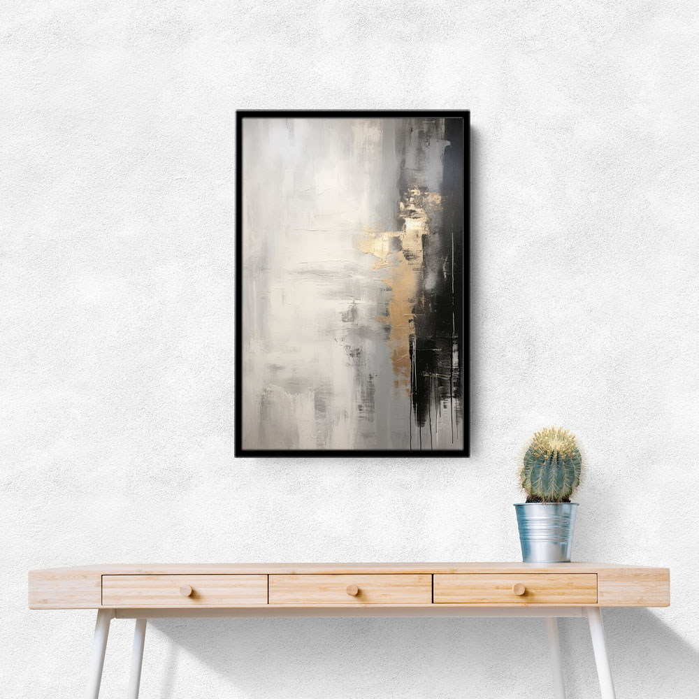 Silver Black & Gold Texture Abstract 1 Wall Art
