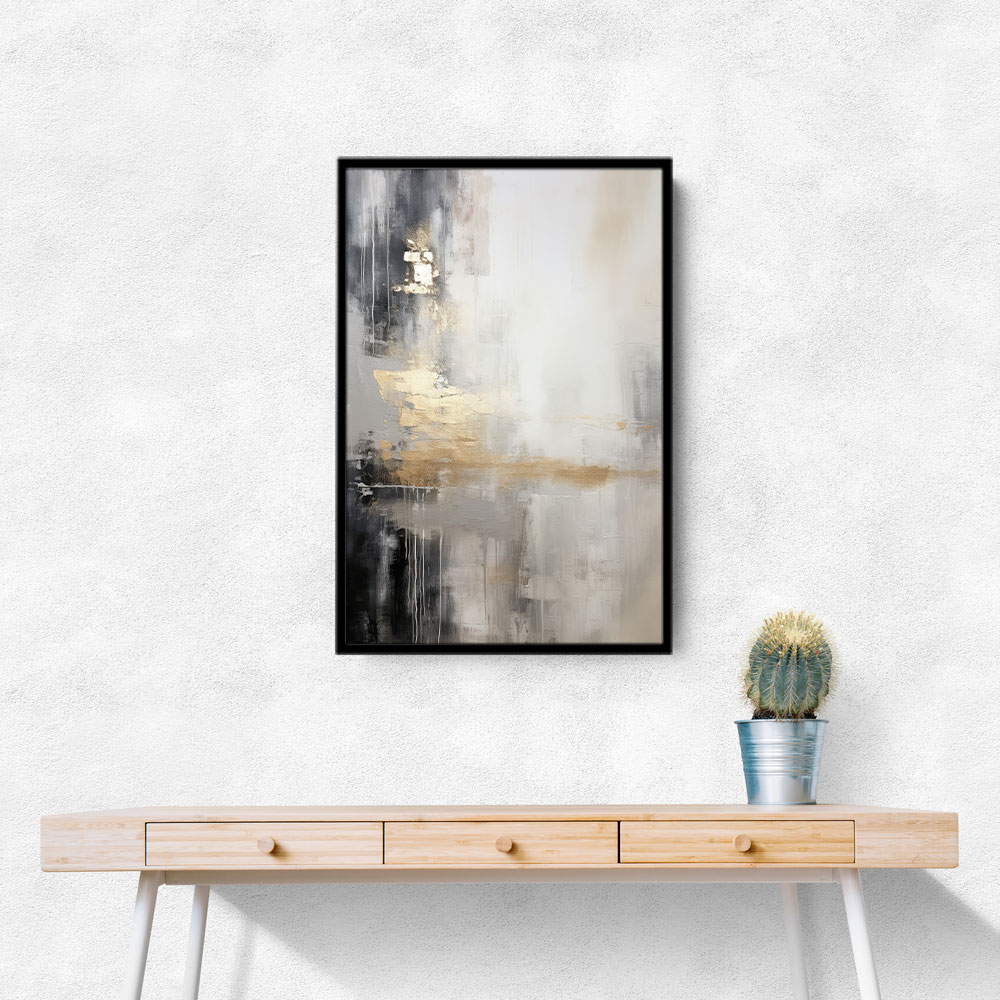 Silver Black & Gold Texture Abstract 2 Wall Art