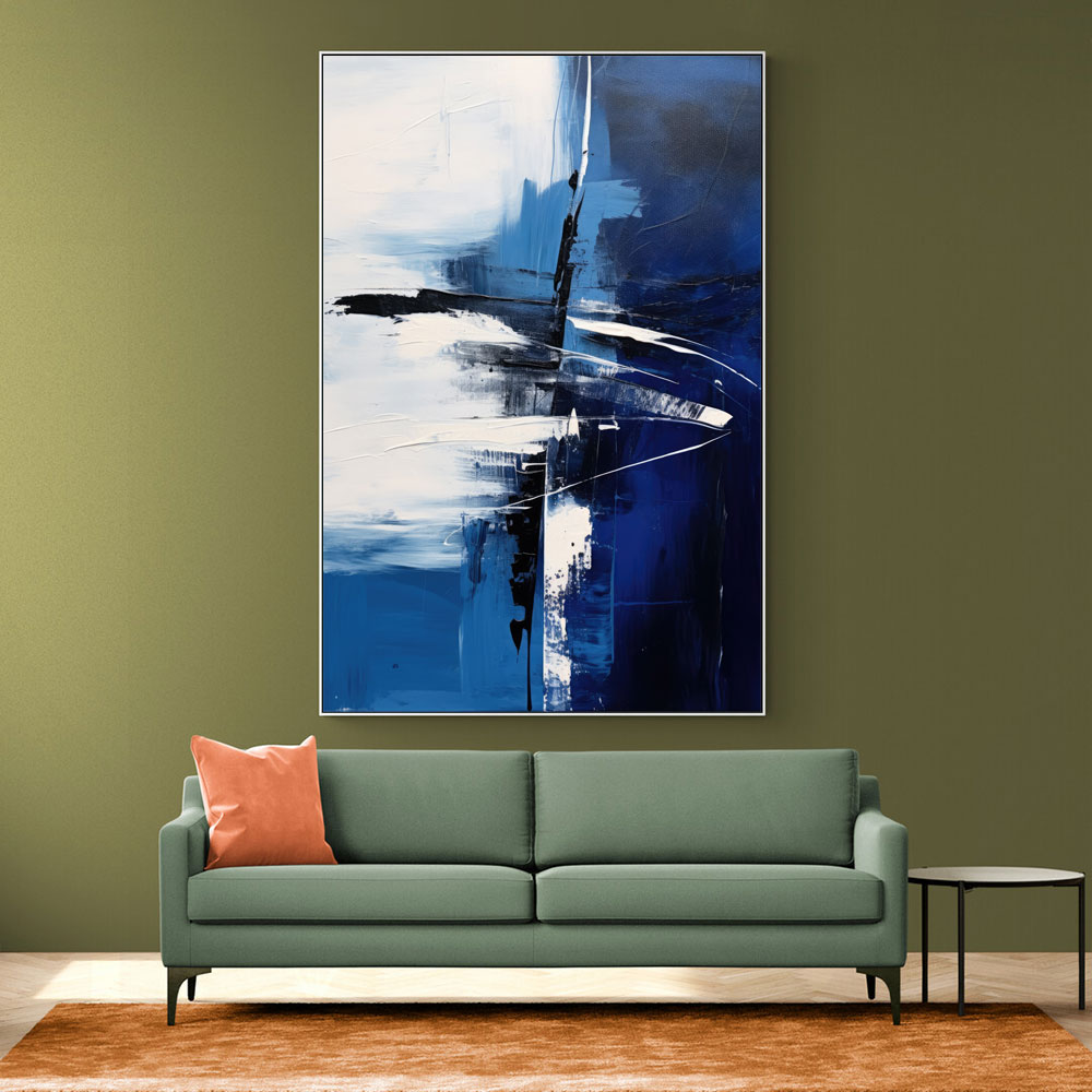 Blue & Black Stroke Abstract 2 Wall Art