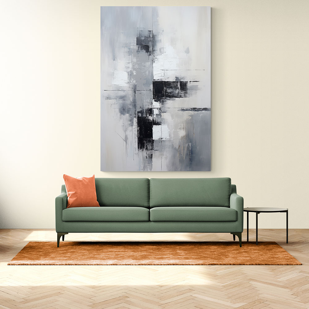 Silver & Black Strokes Abstract Wall Art