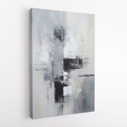 Silver & Black Strokes Abstract Wall Art