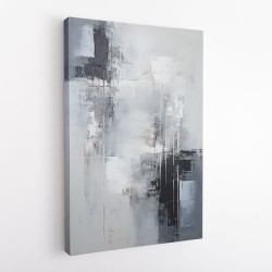 Silver & Black Strokes 1 Abstract Wall Art