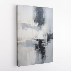 Silver & Black Strokes 3 Abstract Wall Art