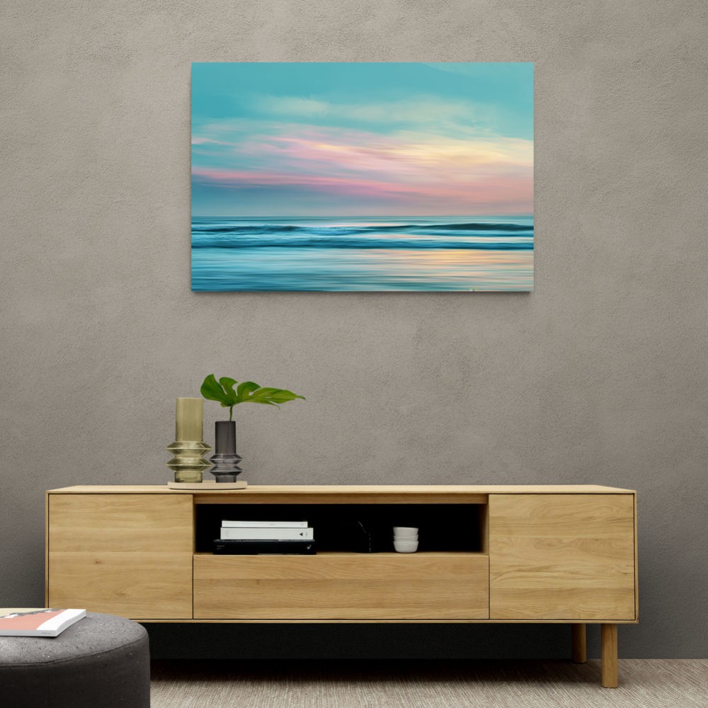 A calming serene seascape with soft pastel colors 7