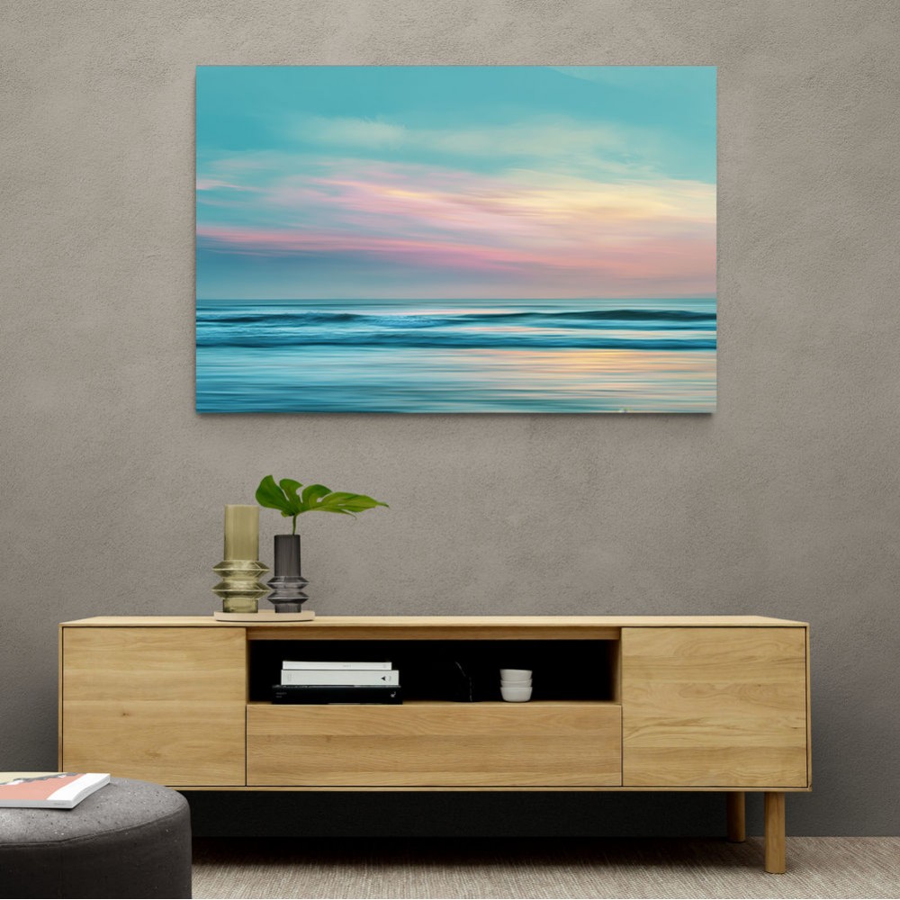 A calming serene seascape with soft pastel colors 7