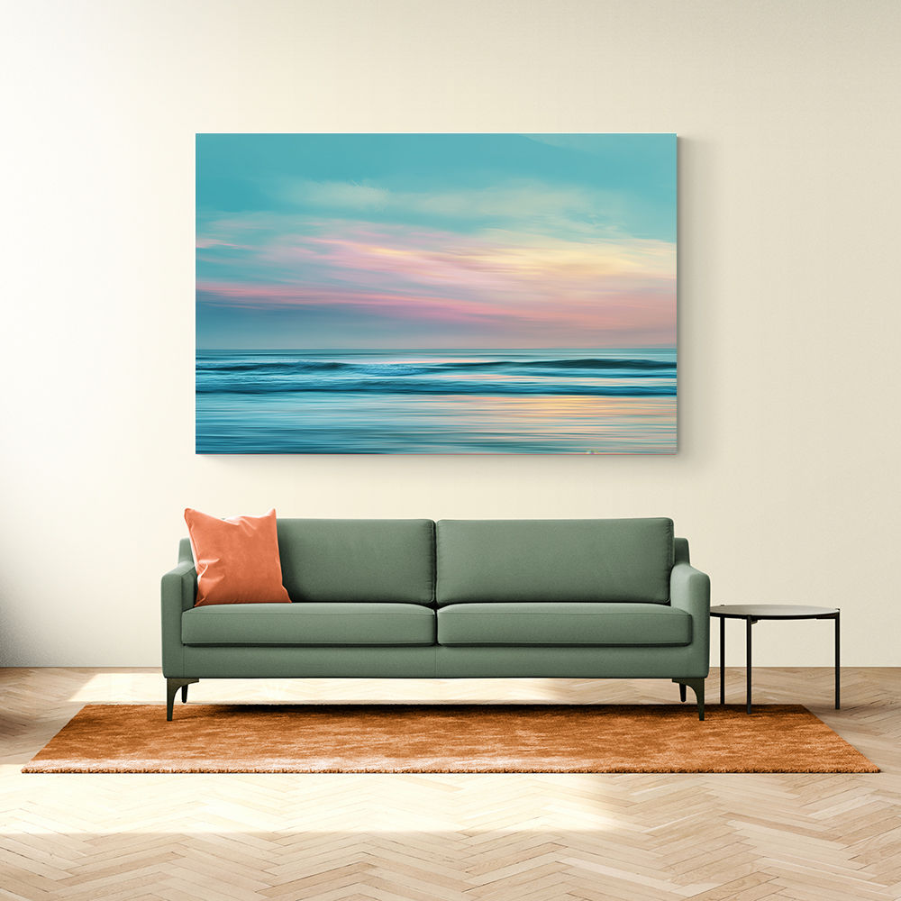 A calming serene seascape with soft pastel colors 7