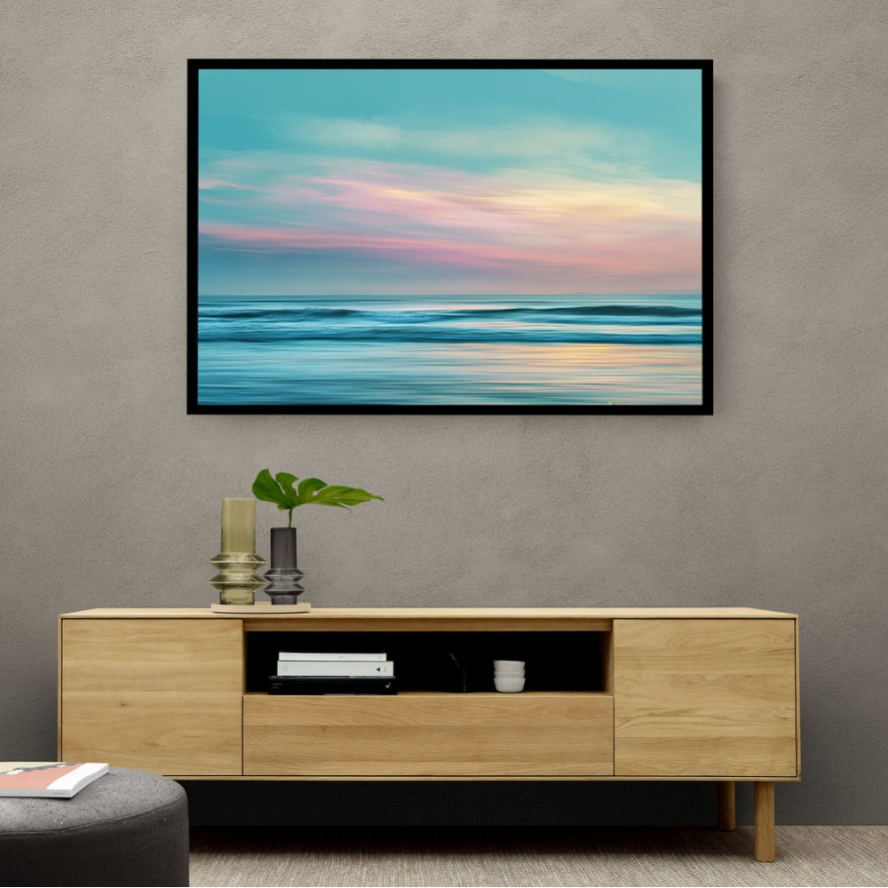 A calming serene seascape with soft pastel colors 7