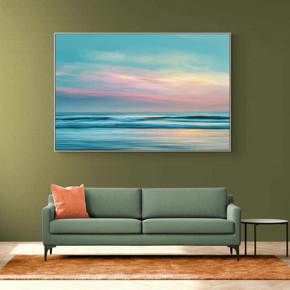 A calming serene seascape with soft pastel colors 7