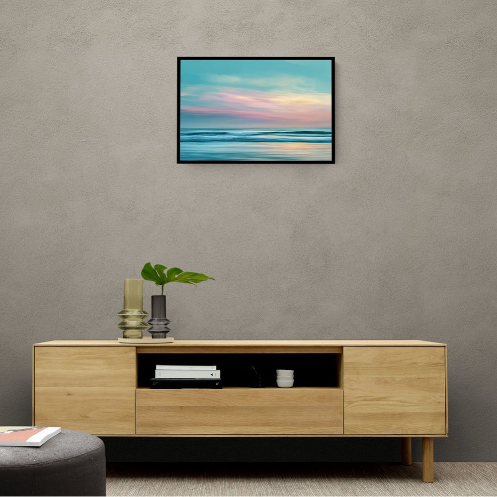 A calming serene seascape with soft pastel colors 7