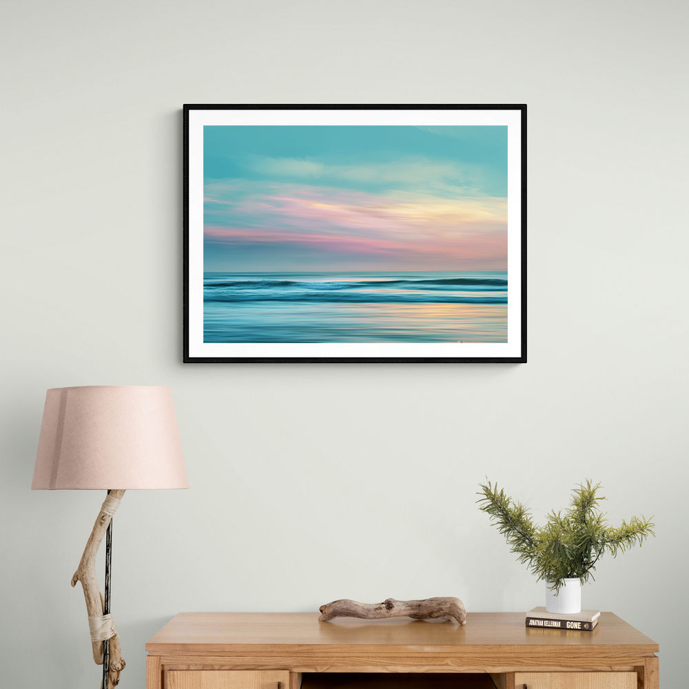 A calming serene seascape with soft pastel colors 7