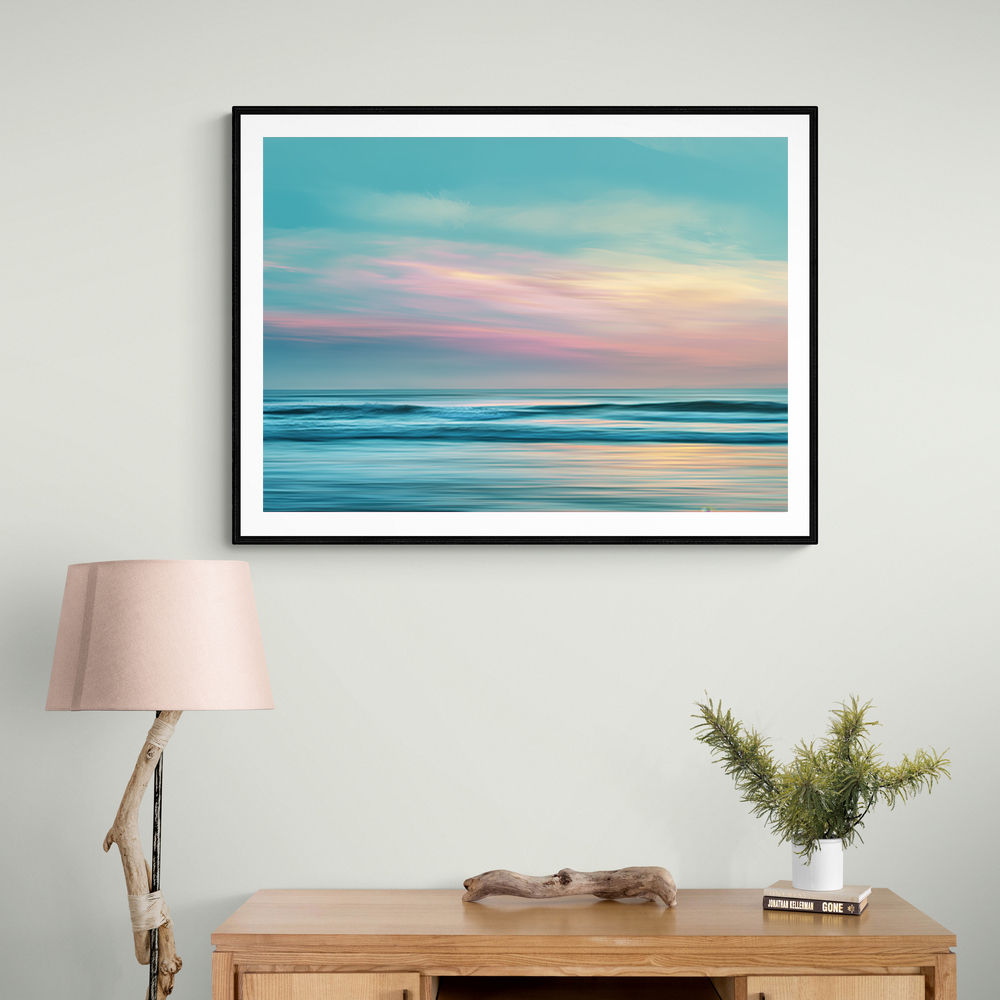 A calming serene seascape with soft pastel colors 7
