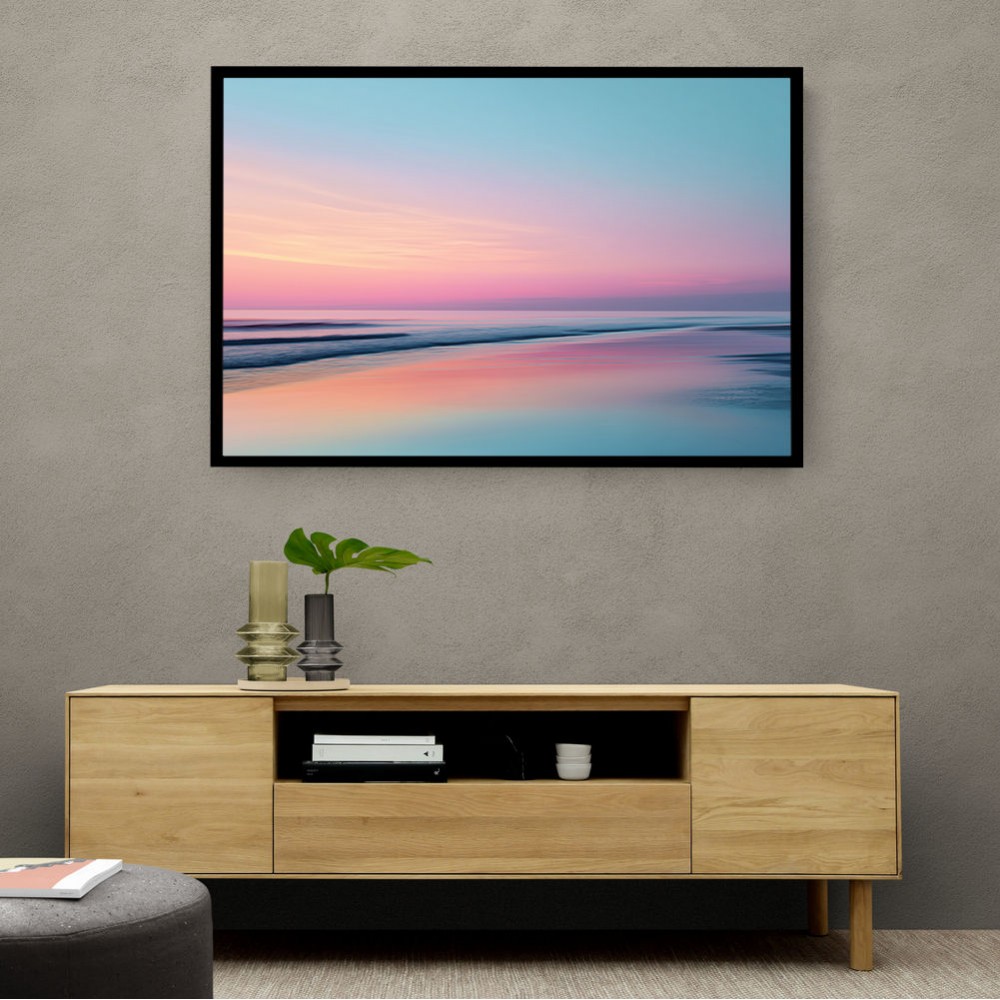 A calming serene seascape with soft pastel colors 14