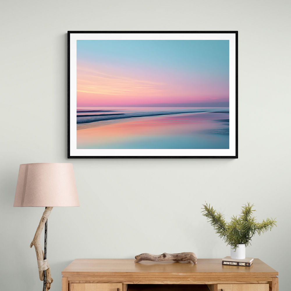 A calming serene seascape with soft pastel colors 14