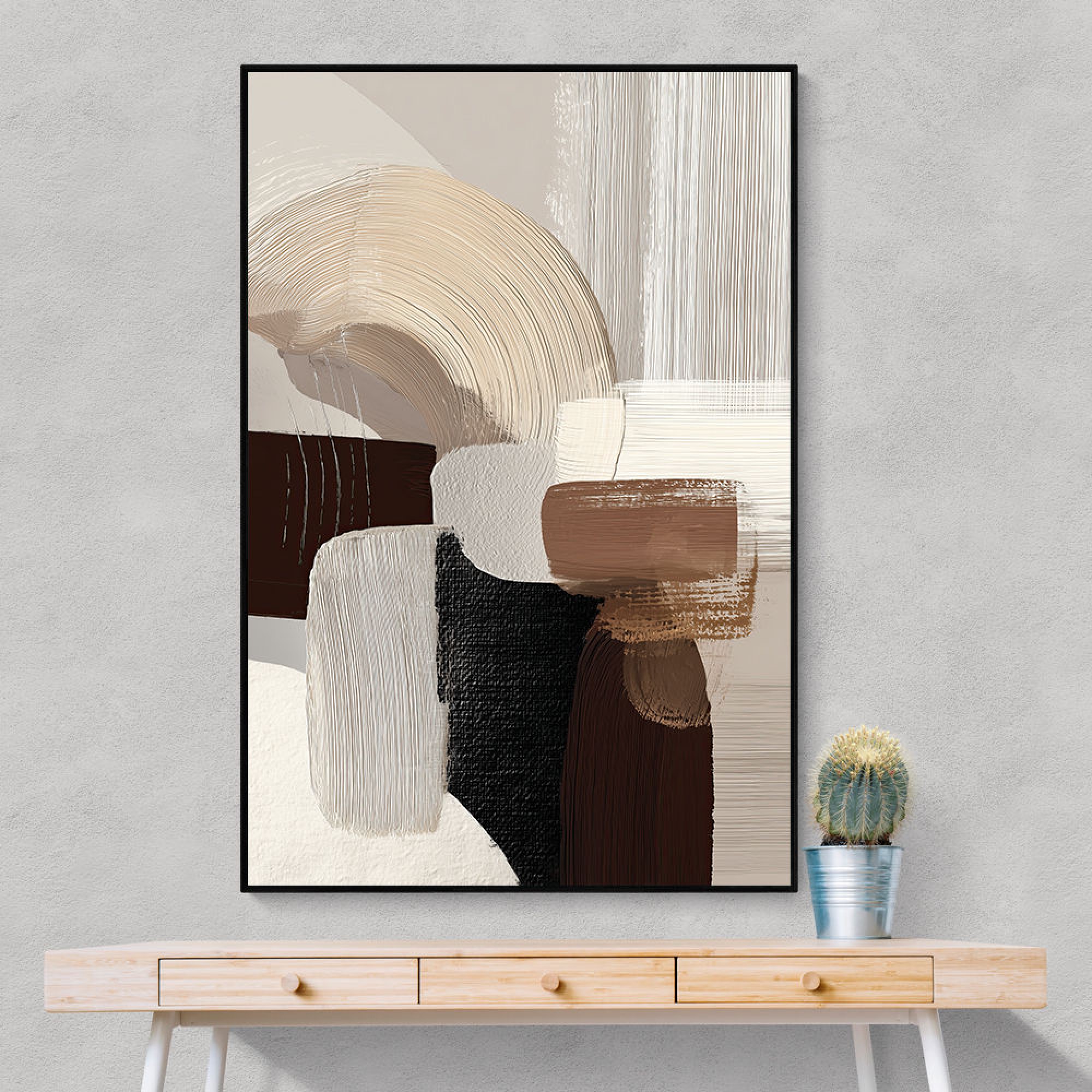 Minimalist Abstract Collage Wall Art – Organic Shapes Portrait Print