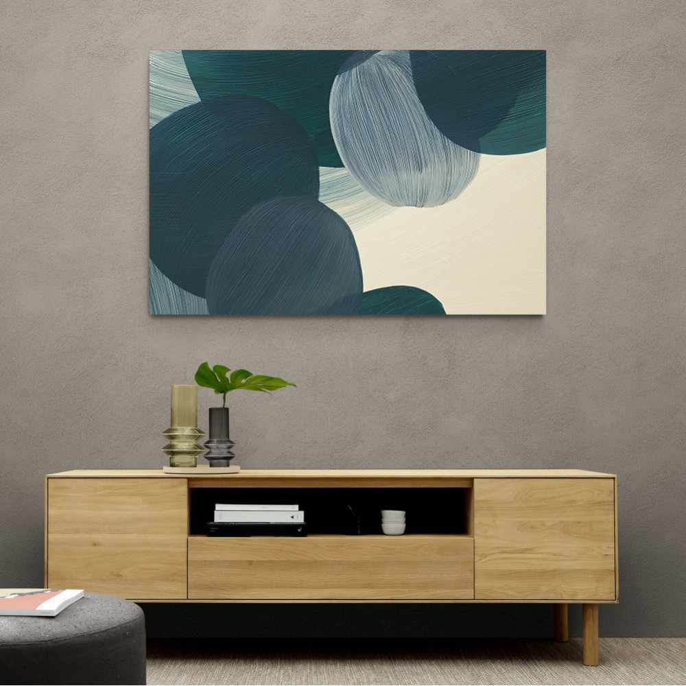 Abstract Minimalist Green Landscape Artwork With Overlapping Ovals 11