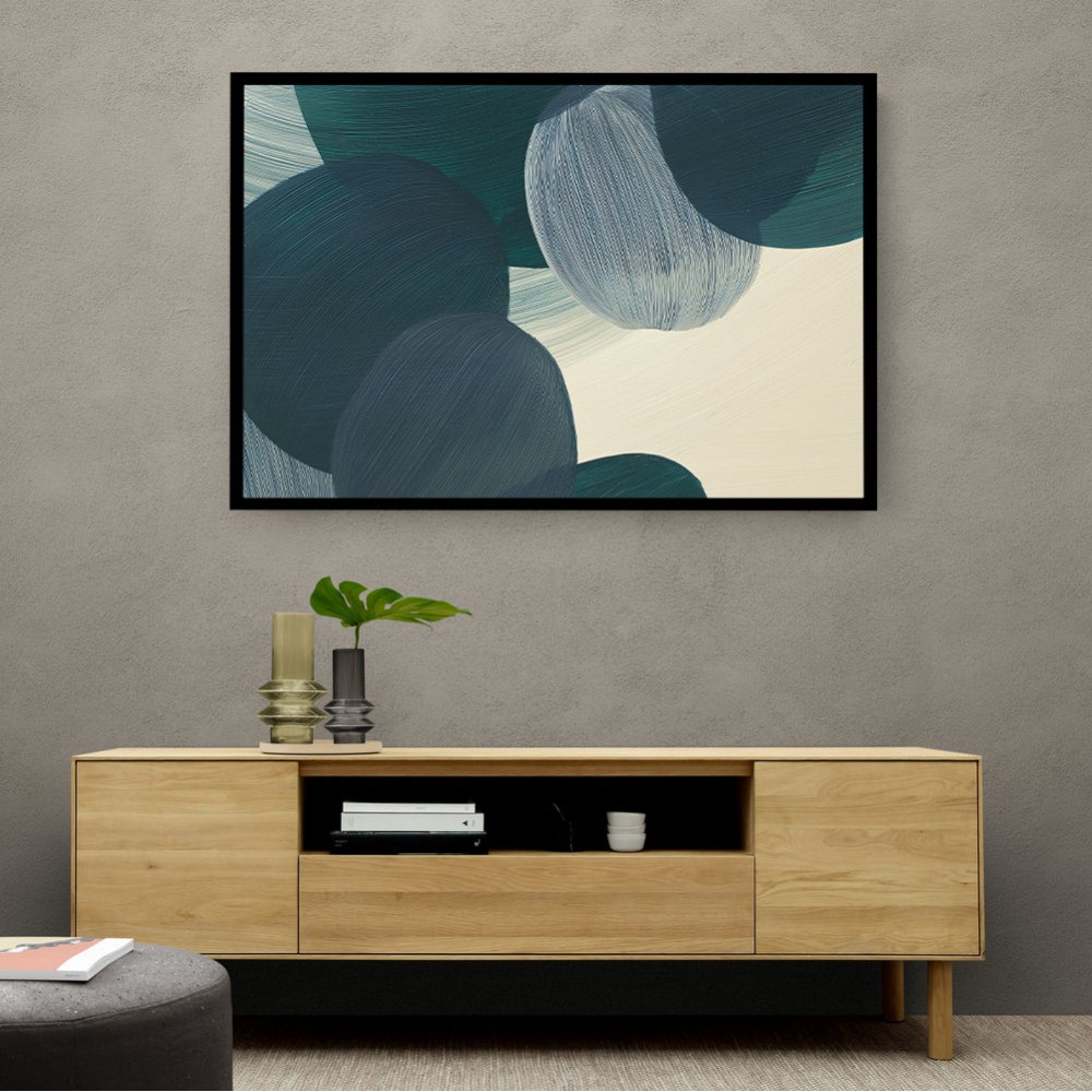 Abstract Minimalist Green Landscape Artwork With Overlapping Ovals 11