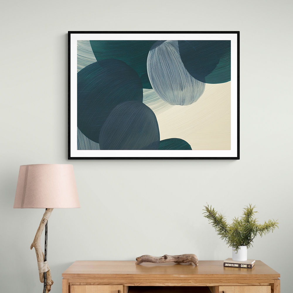 Abstract Minimalist Green Landscape Artwork With Overlapping Ovals 11