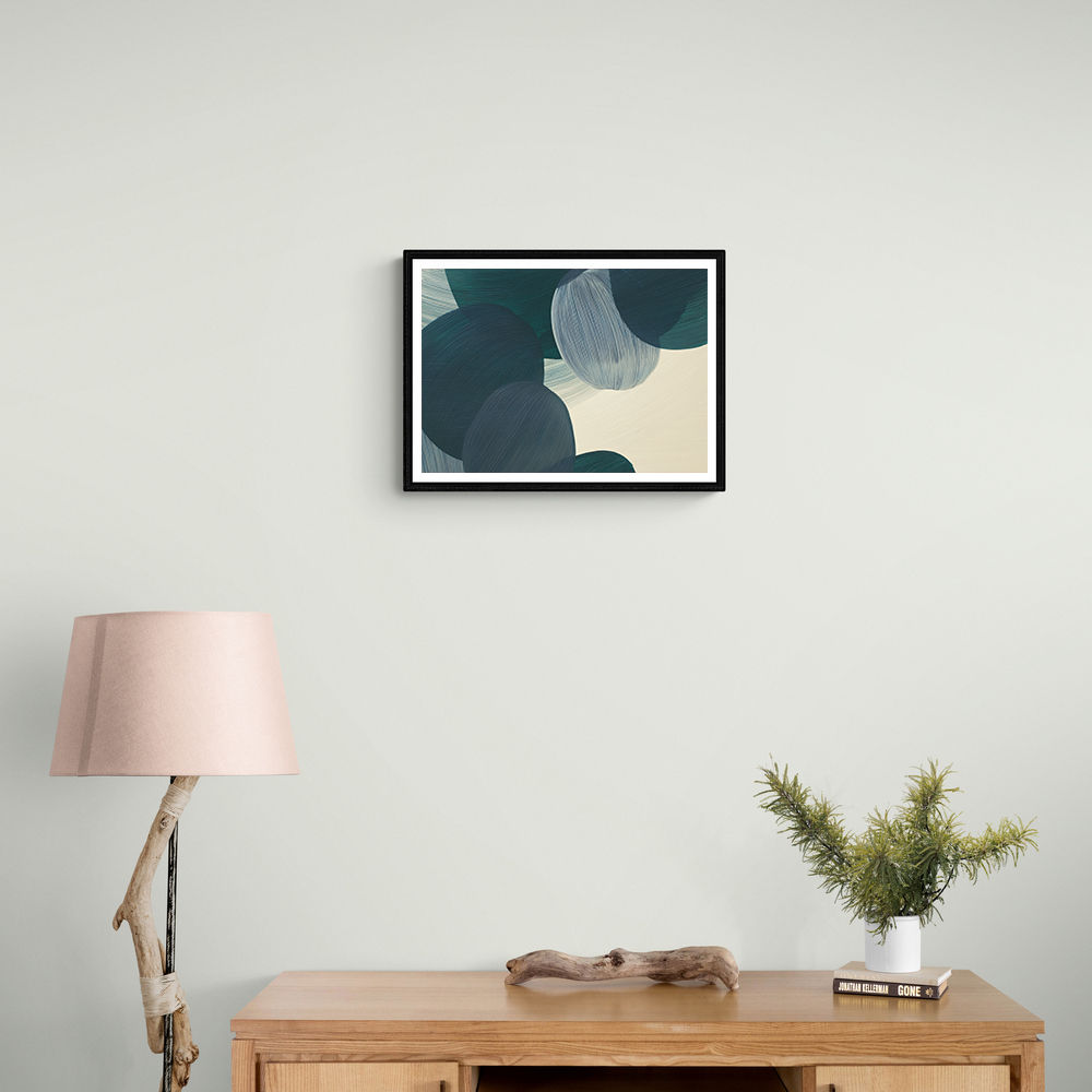 Abstract Minimalist Green Landscape Artwork With Overlapping Ovals 11